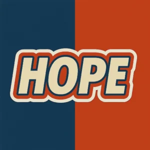 Stickers HOPE STANDING, design Shepard Fairey, visuel rouge bleu beige, message militant, pack de 6 tailles, vinyle résistant