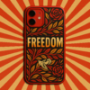 Coque de téléphone engagée FREEDOM STANDING, design militant Freedom to Lead Shepard Fairey, matériaux recyclés, message imprimé