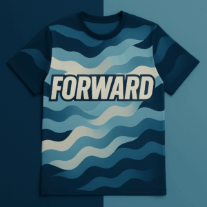 Tee-shirt engagé FORWARD STANDING, visuel militant inspiré de Shepard Fairey, typographie imprimée, coton bio ou recyclé